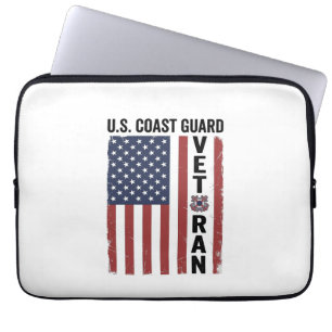 Kustbevakning Veteran Flagga Vintage Vektor Design Laptop Fodral