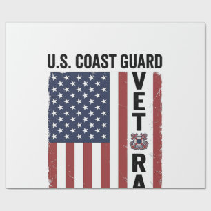 Kustbevakning Veteran Flagga Vintage Vektor Design Presentpapper