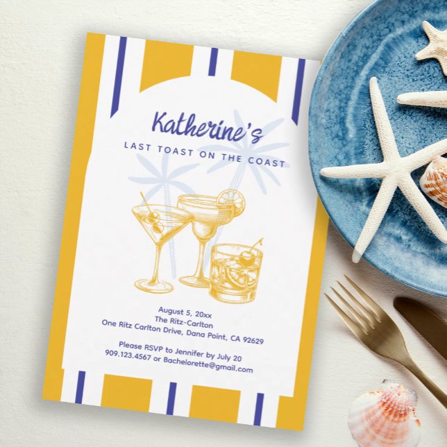 Kustblå gula drinkar Sjunglastubachelorfest Inbjudningar (Skapare uppladdad)