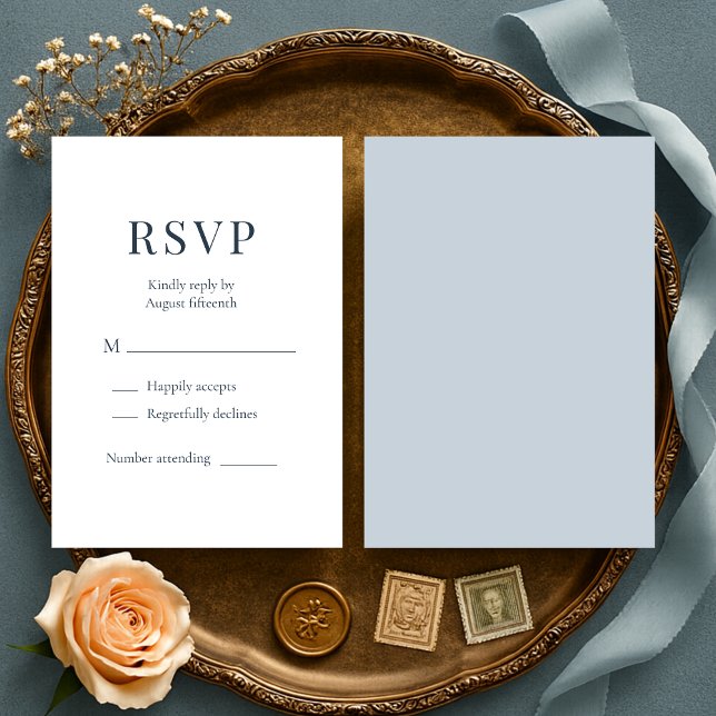 Kustblå minimalistisk bröllops-RSVP  OSA Kort (Skapare uppladdad)