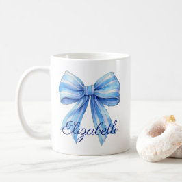 Kustblå och vit vattenfärgsruta, Personlig Kaffemugg