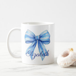 Kustblå och vit vattenfärgsruta, Personlig Kaffemugg