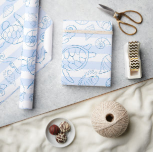 Kustblå Ränder Pojke Havet Ser Dig Snart Baby Show Presentpapper