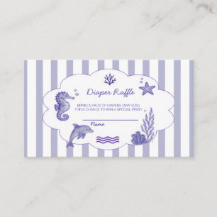 Kustblå randig blöjlotteri baby shower tilläggskort