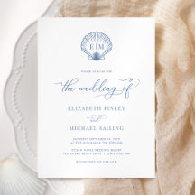 Kustblå Seashell Monogram Bröllop