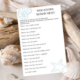 Kustblå Vem Känner Mamma Bäst? Baby Shower-spel