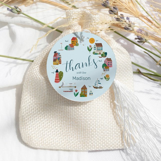 Kustblåpojken Nautical Baby Shower Gåvor Etiketter (Coastal Blue Boy Nautical Baby Shower Favor Tags)
