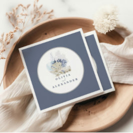 Kustblått årstift bröllop pappersservett