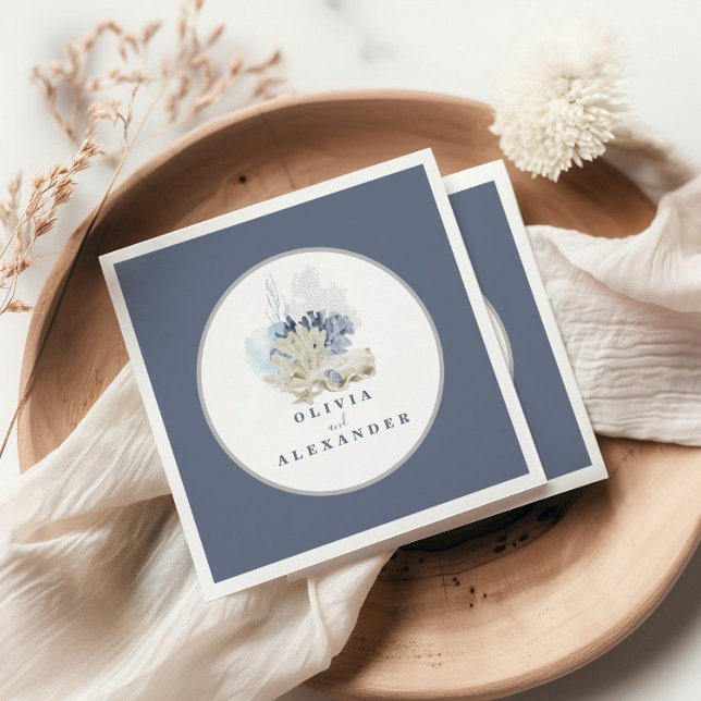 Kustblått årstift bröllop pappersservett (Skapare uppladdad)