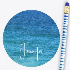 Kustblått hav runt klistermärke