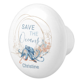 Kustblått hemblått vattenfärg Octopus eget namn Knopp