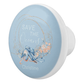 Kustblått hemblått vattenfärg Octopus eget namn Knopp