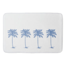 Kustblått och vitt Handflatan Palmetto Träd Badrumsmatta