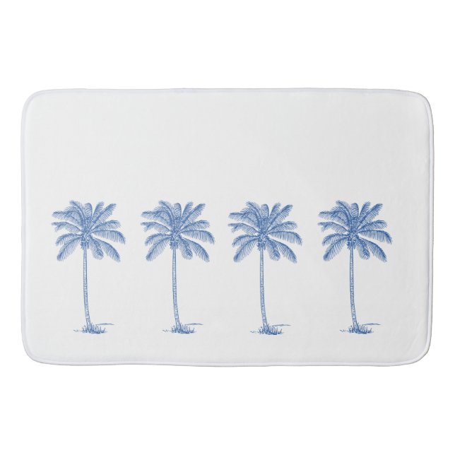 Kustblått och vitt Handflatan Palmetto Träd Badrumsmatta (Framsidan)