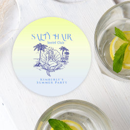 Kustblått Sjöjungfru Cowgirl Sommar Party Underlägg Papper Rund