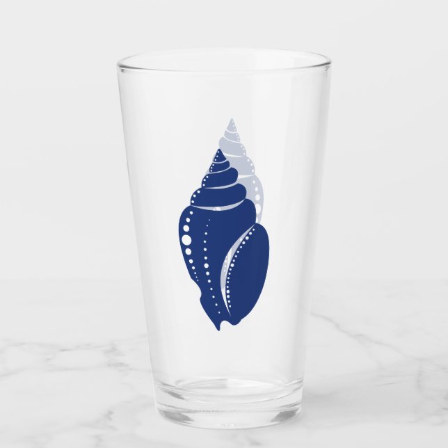 Kustblått Spiral Seashell Glaskopp (Framsida)