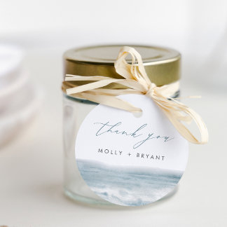 Kustblått vatten, Bröllop Tack Gåvor Etiketter