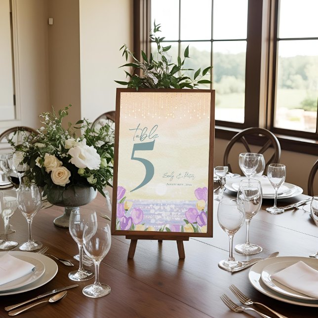 Kustblommig bröllopsmottagning Bordnummer Tack Kort (Coastal Floral Wedding Reception Table Number Card)