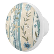 Kustblommig rand Aqua Beige Sjöstjärna Elegans