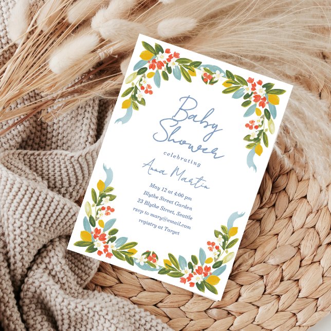Kustblommor Baby Shower Inbjudningar (Skapare uppladdad)