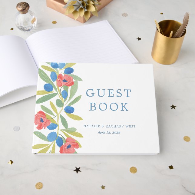 Kustblommor och oliver Gästbok (Framsida Öppen)