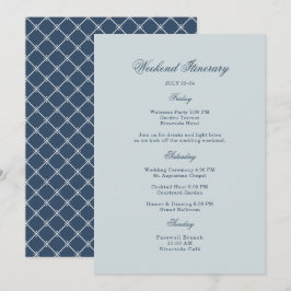 Kustbröllop Dusty Blue Klassiskt Itinerary-kort Inbjudningar