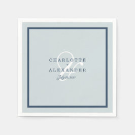 Kustbröllop Dusty Blue Monogramservett Pappersservett