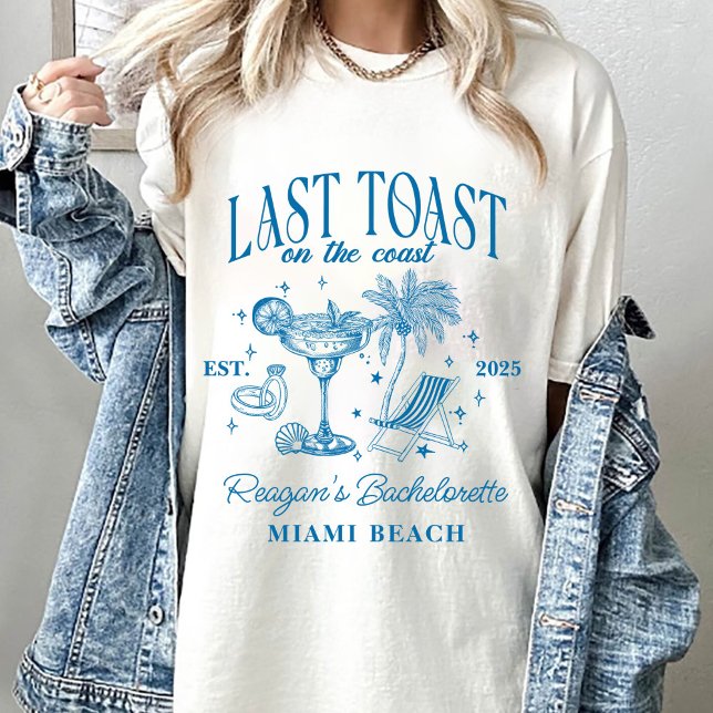 Kustbröllop Modern Cocktailfest Blå T Shirt (Skapare uppladdad)