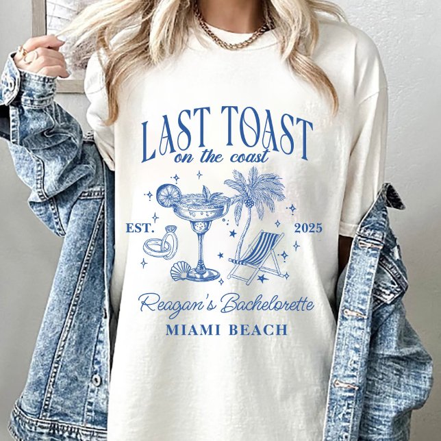 Kustbröllop Modern Cocktailfest Blå T Shirt (Skapare uppladdad)