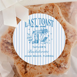 Kustbröllop Modern Cocktailparty Blå Runt Klistermärke