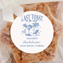 Kustbröllop Modern Cocktailparty Blå Runt Klistermärke