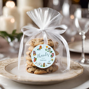 Kustby blå pojke nautisk baby shower runt klistermärke