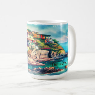 Kustcharm Cinque Terre Italien Watercolor Kaffemugg