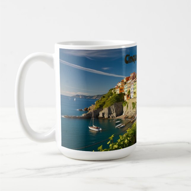 Kustcharm Cinque Terre Italien Watercolor | Kaffemugg (Vänster)