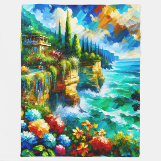 ’KustCliffside with Vibrant Flowers’ Fleecefilt