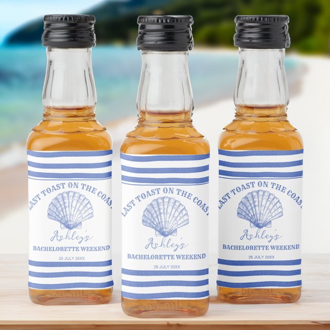 Kustcowgirl Bachelorette i förra skon på kusten Spritflaskor Etikett (Coastal Cowgirl Bachelorette favors last toast on coast personalized  Liquor Bottle Labels )