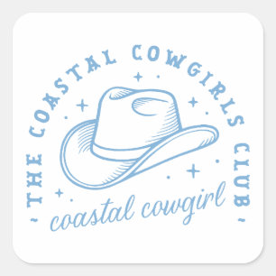 Kustcowgirl Blue Aestthetic-flickor som matchar Fyrkantigt Klistermärke