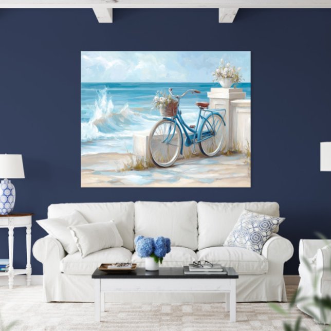 Kustcykel Sidske Väggkonsttryck | Affisch (Coastal Bicycle Seaside Wall Art Print | Poster by TinkPrints.)