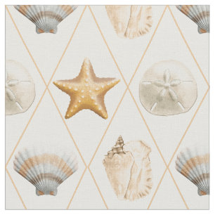 Kustdekanalen Seashell Mönster Tyg