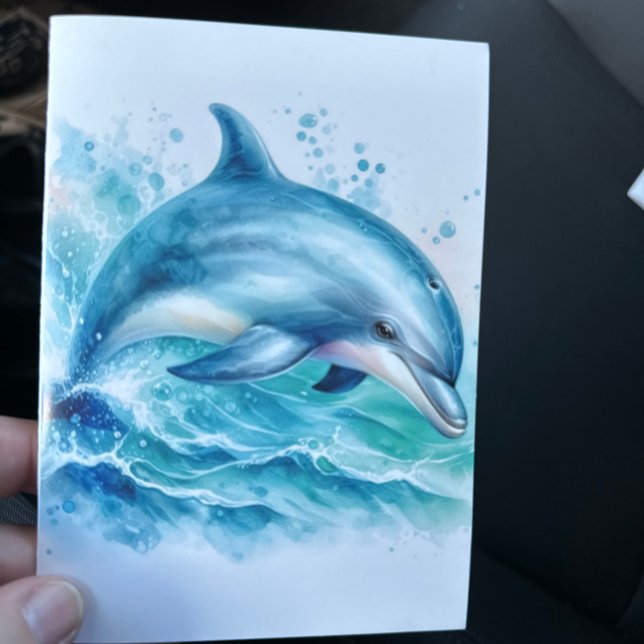 Kustdelfin under havet tack kort (Dolphin Swimming Blank Notecard Stationery)