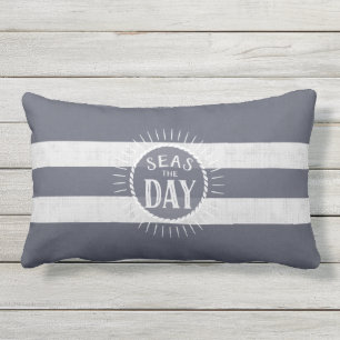 Kusten Älskare Seas dag Beach Bum Navy Stripe Lumbarkudde