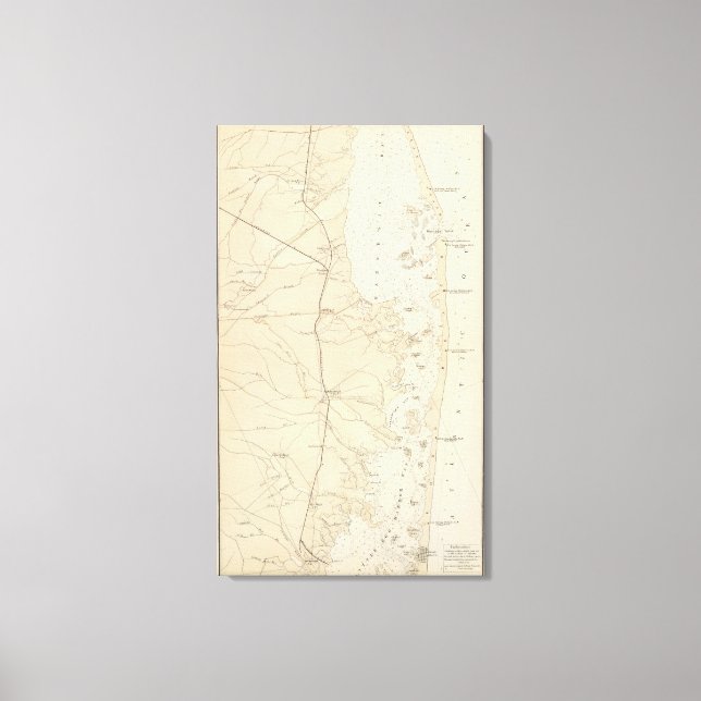 Kusten-avsnittet Barnegat Bay till Tuckerton Chart Canvastryck (Framsida)