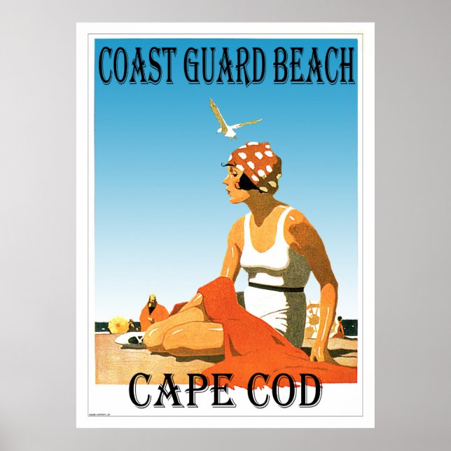 Kusten Guard Beach Cape Cod Retro Poster (Framsidan)