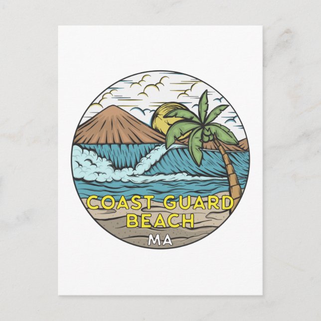 Kusten Guard Beach Massachusetts Vintage Vykort (Framsida)