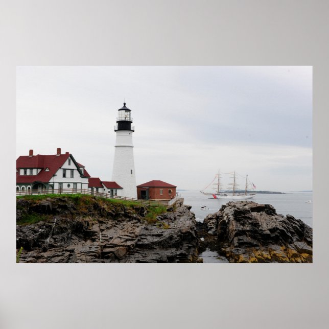 Kusten Guard Cutter Eagle & Portland Head Light Li Poster (Framsidan)
