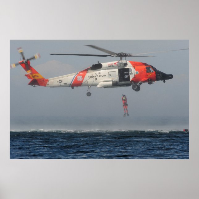 Kusten Guard MH-60 Jayhawk Helicopter Poster (Framsidan)