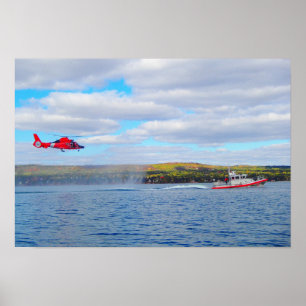 Kusten Guard MH-65C Helicopter & Response Boat Poster