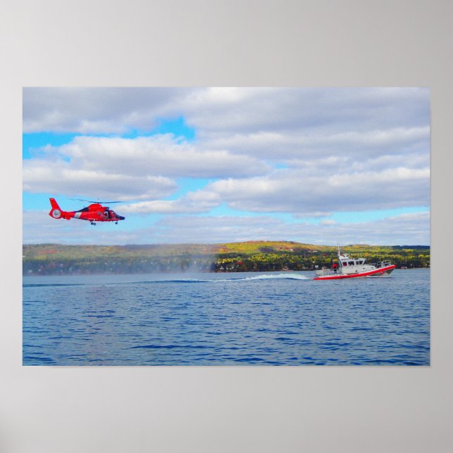 Kusten Guard MH-65C Helicopter & Response Boat Poster (Framsidan)