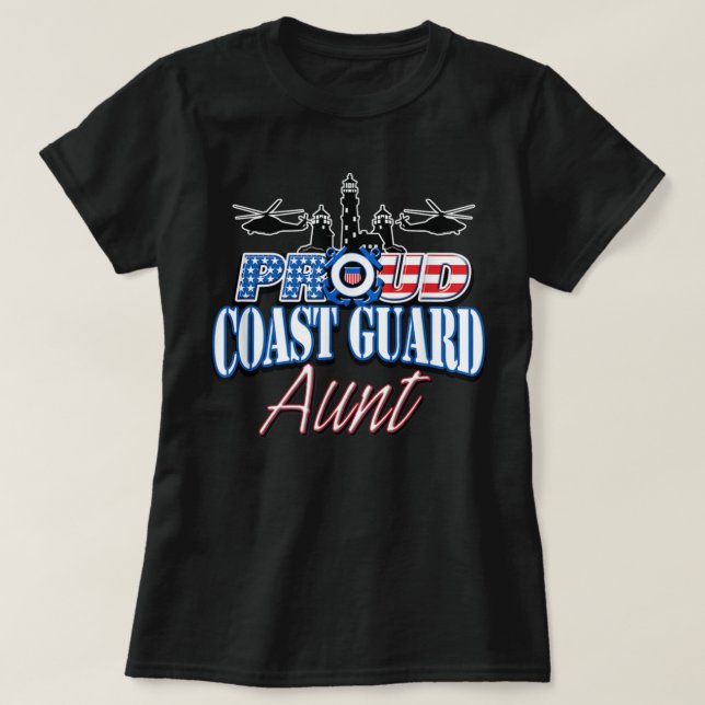 Kusten Guard Moster Shirt USA flagga Militära kvin T Shirt (Design framsida)