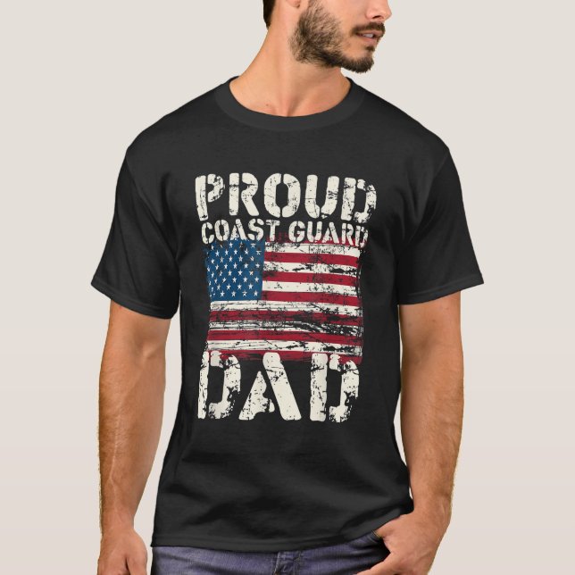Kusten Guard Pappa USCG Distress US American Flagg T Shirt (Framsida)